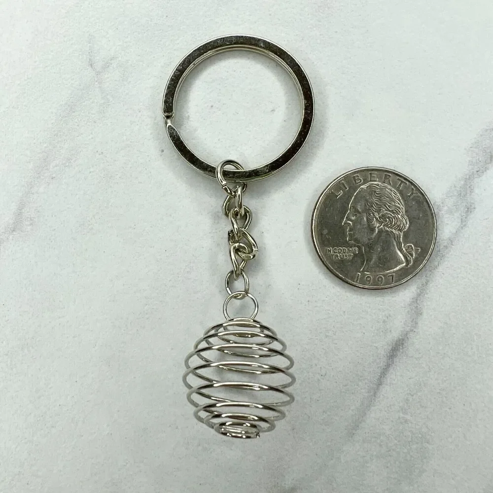 Silver Tone Spring Beehive Swirl Keychain Keyring
